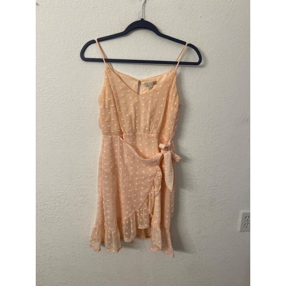 GB Peach Polka Dot Sleeveless Wrap Dress women size S